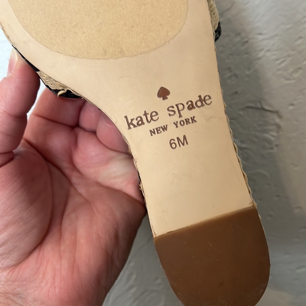 KATE SPADE Linda Wedges Tan And Black Raffia - Picture 12 of 12
